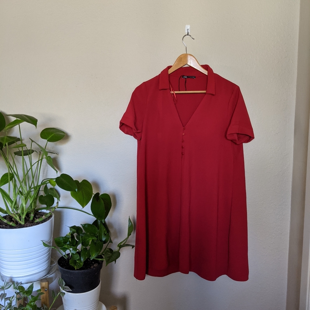 Red chiffon dress